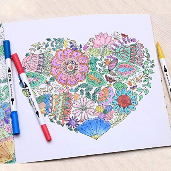 ZSCM Coloring Art Markers Set, 60 Colors Dual Tips Fine Point Wate...