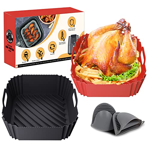 Air Fryer Silicone Liners 2 Pack,Reusable Air Fryer Silicone Baske...