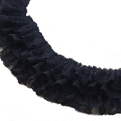 3-3/ 4 Wide Pleated Chiffon Lace Trims Ruffled Lace Trims for Cl...