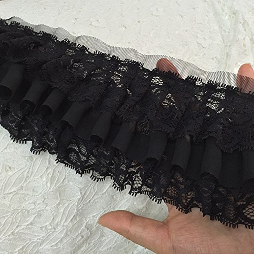 3-3/ 4 Wide Pleated Chiffon Lace Trims Ruffled Lace Trims for Cl...