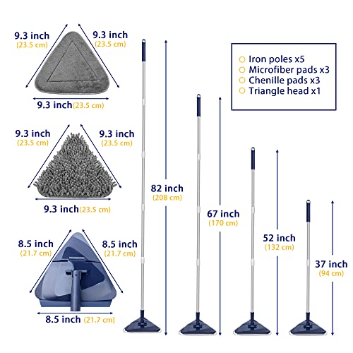 ZUBULUN Wall Mop with 82 Inches Long Handle, 360 Degree Rotating M...