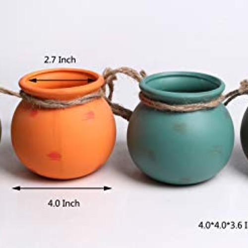 4PCS 4.0 Inch Hanging Succulent Planters Dangling Ceramic Pot Wall...
