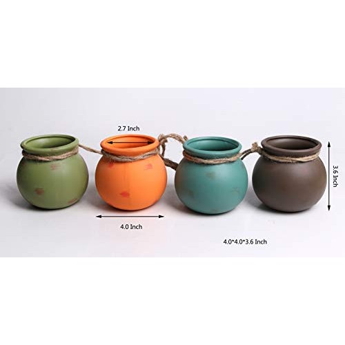 4PCS 4.0 Inch Hanging Succulent Planters Dangling Ceramic Pot Wall...