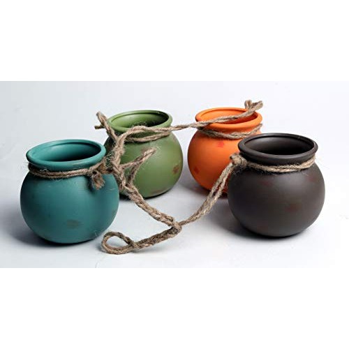4PCS 4.0 Inch Hanging Succulent Planters Dangling Ceramic Pot Wall...