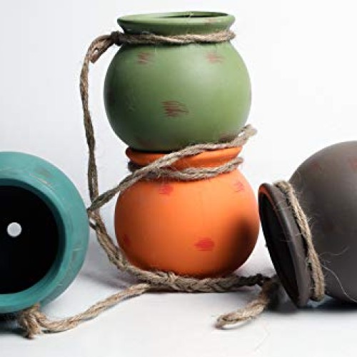 4PCS 4.0 Inch Hanging Succulent Planters Dangling Ceramic Pot Wall...