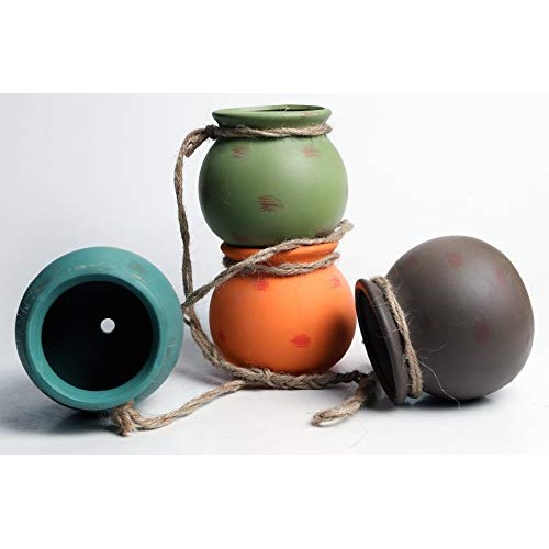4PCS 4.0 Inch Hanging Succulent Planters Dangling Ceramic Pot Wall...