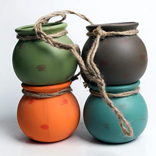 4PCS 4.0 Inch Hanging Succulent Planters Dangling Ceramic Pot Wall...