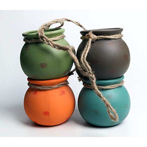 4PCS 4.0 Inch Hanging Succulent Planters Dangling Ceramic Pot Wall...