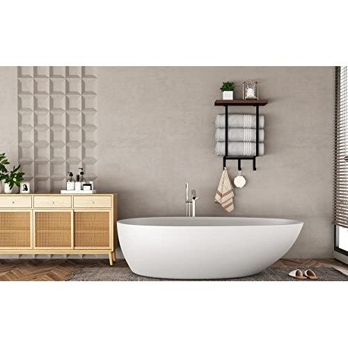 ZUJJAFY Towel Racks for Bathroom Wall Mounted Towel Rack with Wood...