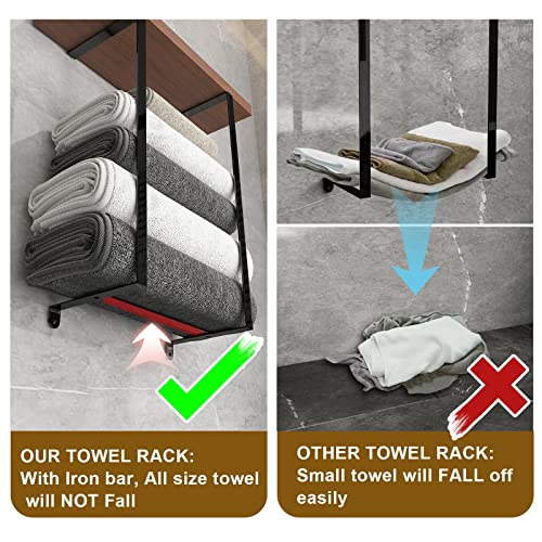 ZUJJAFY Towel Racks for Bathroom Wall Mounted Towel Rack with Wood...