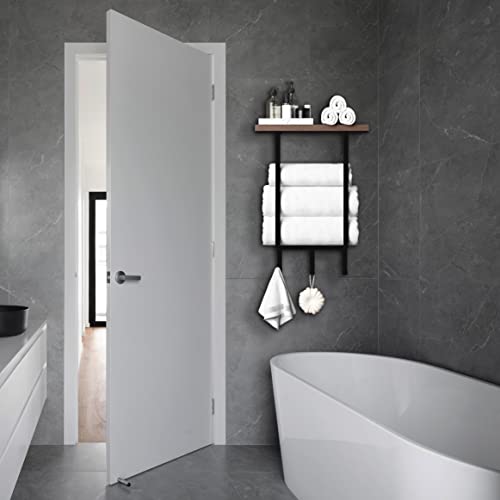 ZUJJAFY Towel Racks for Bathroom Wall Mounted Towel Rack with Wood...