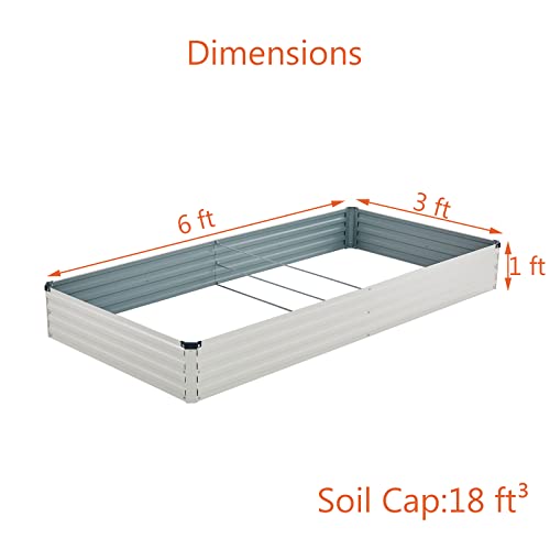 zunatu 6x3x1ft Galvanized Raised Garden Bed,Outdoor Planter Box Me...