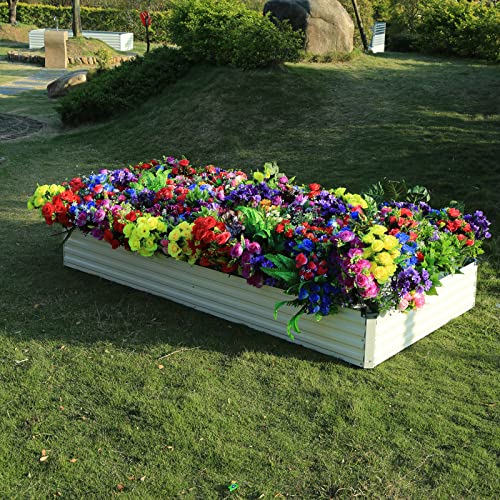 zunatu 6x3x1ft Galvanized Raised Garden Bed,Outdoor Planter Box Me...