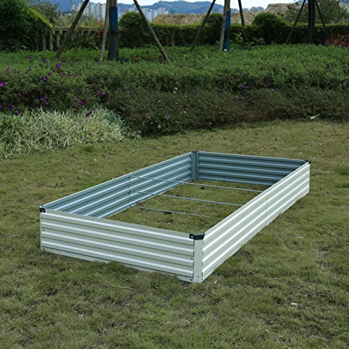 zunatu 6x3x1ft Galvanized Raised Garden Bed,Outdoor Planter Box Me...