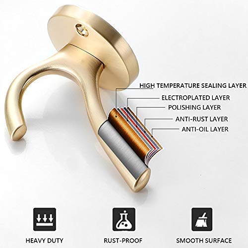ZUONAI Gold Hooks 2 Pack Heavy Duty Brass Wall Gold Coat Hook Deco...