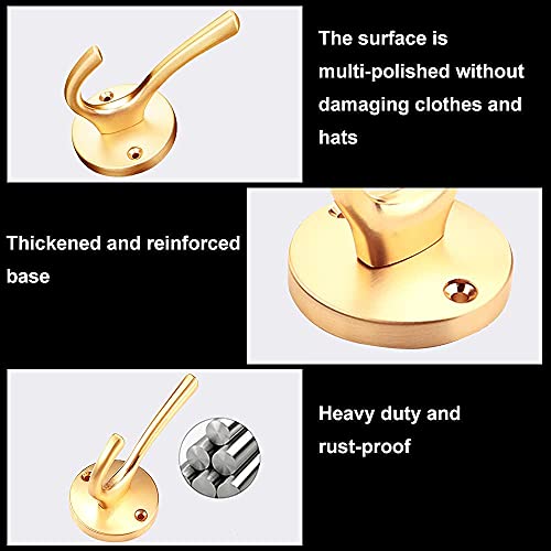 ZUONAI Gold Hooks 2 Pack Heavy Duty Brass Wall Gold Coat Hook Deco...