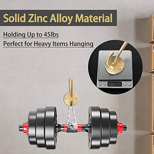 ZUONAI Gold Hooks 2 Pack Heavy Duty Brass Wall Gold Coat Hook Deco...
