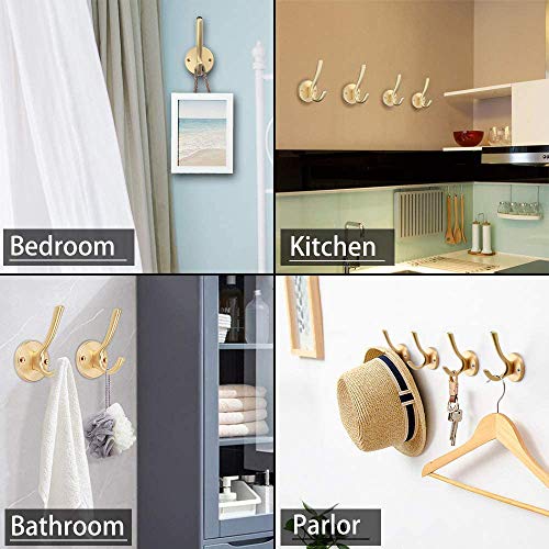 ZUONAI Gold Hooks 2 Pack Heavy Duty Brass Wall Gold Coat Hook Deco...