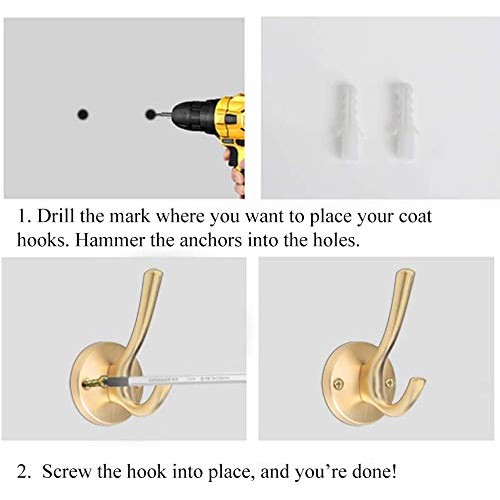 ZUONAI Gold Hooks 2 Pack Heavy Duty Brass Wall Gold Coat Hook Deco...
