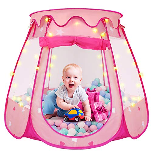 Pop Up Princess Tent, ZUOSEN Ball Pit Kids Play Tent with Star Lig...