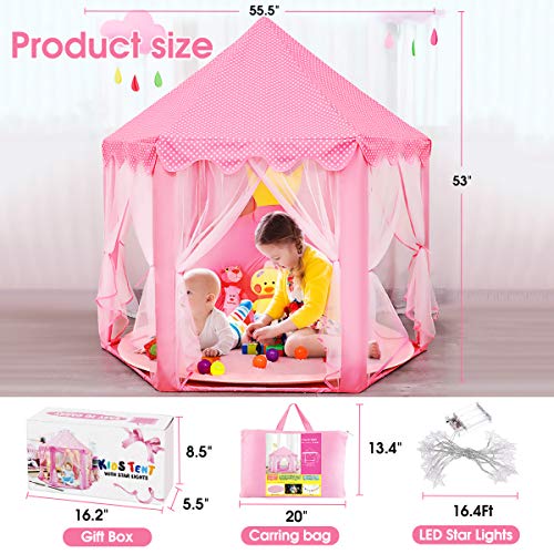 Princess Tent for Girls, ZUOSEN Large Castle Play Tent for Girls w...