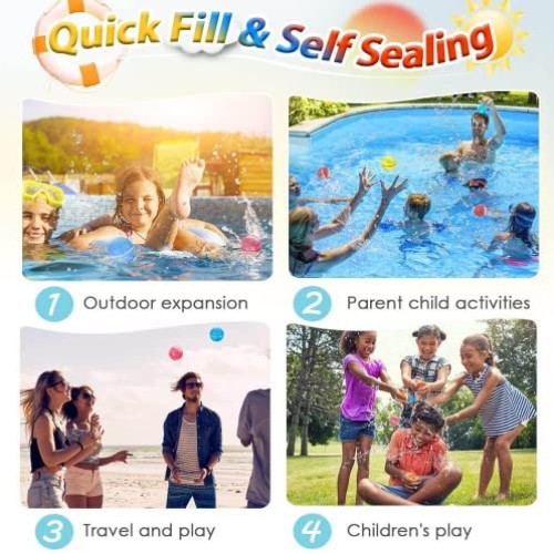 ZUPIIY Reusable Water Balloons, Summer Water Toys, Outdoor Toys, P...