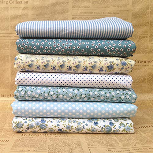 ZUZZEE Series 7 Pieces Cotton Fabric 25x25cm Square Cotton Sewing ...