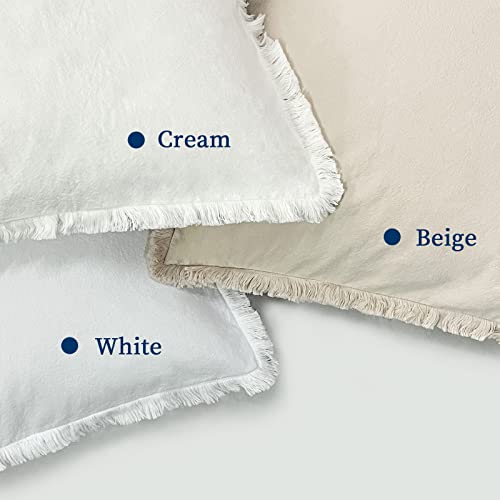 ZWJD Pillow Covers 20x20 Set of 2 Cream Throw Pillow Covers with F...