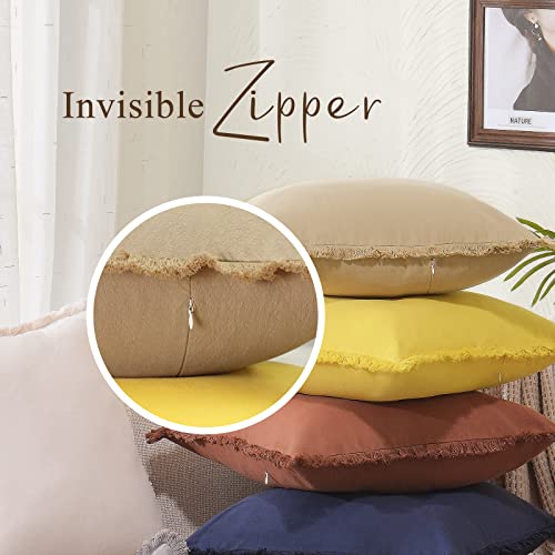 ZWJD Pillow Covers 20x20 Set of 2 Cream Throw Pillow Covers with F...