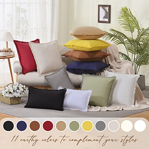 ZWJD Pillow Covers 20x20 Set of 2 Cream Throw Pillow Covers with F...