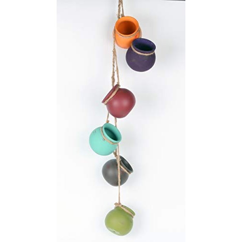 6PCS 4.0 Inch Hanging Succulent Planters Dangling Ceramic Pot Wall...