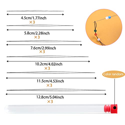 Zxiixz 18 PCS Beading Needles, 6 Sizes Beading Big Eye Needles See...