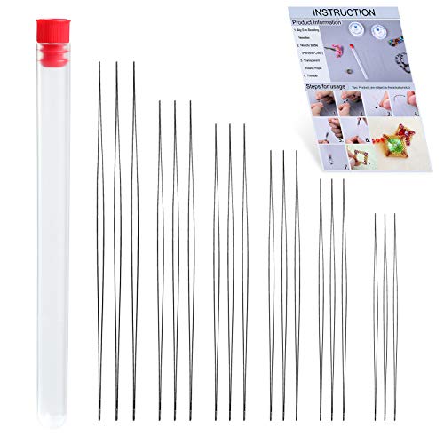 Zxiixz 18 PCS Beading Needles, 6 Sizes Beading Big Eye Needles See...