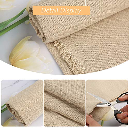 Zxiixz Natural Color Linen Needlework Fabric, 59In x 19In Large ...
