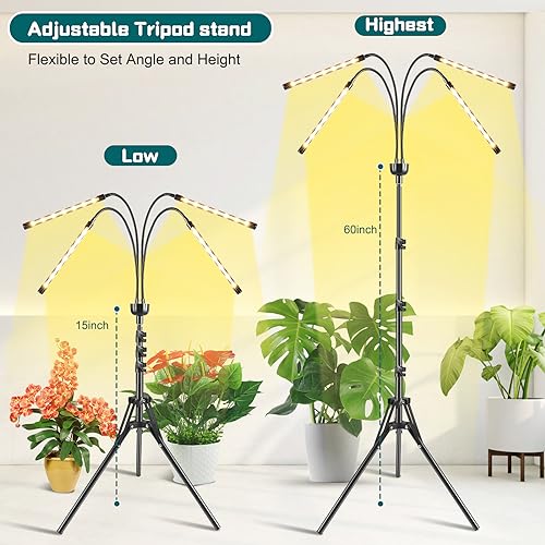 Grow Lights for Indoor Plants Full Spectrum with 15-60 inches Adju...