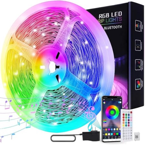 ZXMEAN 65.6ft Led Lights for Bedroom, Smart Music Sync LED Strip L...