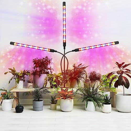 ZXMEAN LED Grow Light, 3 Heads Red Blue White Full Spectrum Plant ...