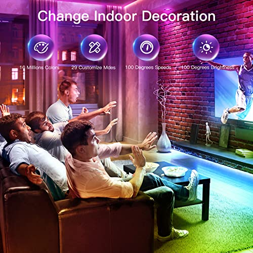 ZXMEAN Led Lights for Bedroom 50ft LED Strip Lights Music Sync Col...