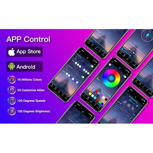 ZXMEAN Led Lights for Bedroom 50ft LED Strip Lights Music Sync Col...