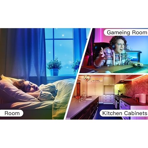 ZXMEAN Led Lights for Bedroom 50ft LED Strip Lights Music Sync Col...