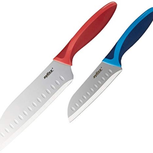 ZYLISS 2 Piece Santoku Knife Set with Sheath Covers, Stainless Steel