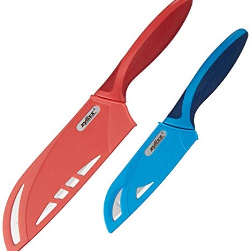 ZYLISS 2 Piece Santoku Knife Set with Sheath Covers, Stainless Steel
