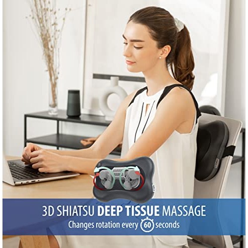 Zyllion Shiatsu Back and Neck Massager - 3D Deep Tissue Kneading M...