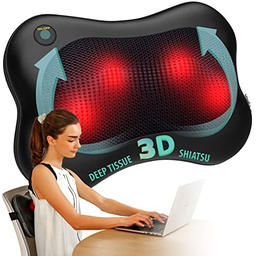 Zyllion Shiatsu Back and Neck Massager - 3D Deep Tissue Kneading M...