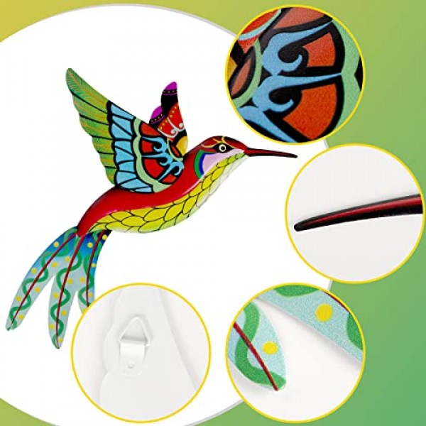 4 Pack Metal Hummingbird Wall Art Decor Metal Colorful Birds 3D Ou...