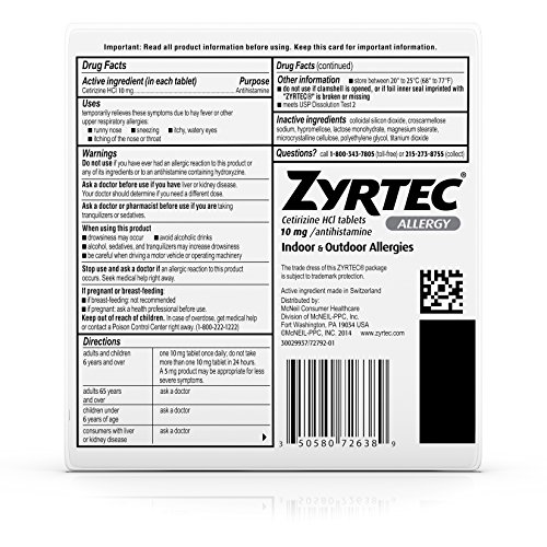 Zyrtec Prescription-Strength Allergy Medicine Tablets With Cetiriz...
