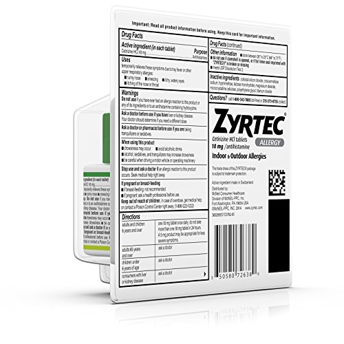 Zyrtec Prescription-Strength Allergy Medicine Tablets With Cetiriz...
