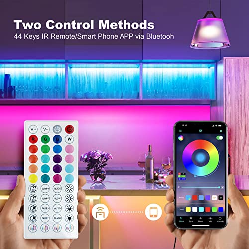 zyzykeji 32.8ft Led Lights for Bedroom, 5050 RGB Strip Music Sync ...