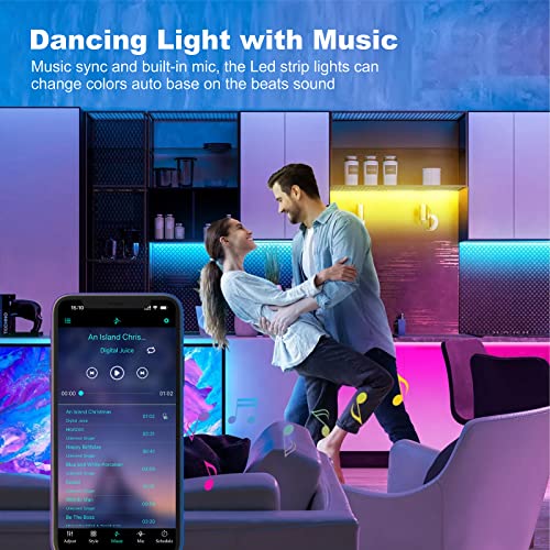 zyzykeji 32.8ft Led Lights for Bedroom, 5050 RGB Strip Music Sync ...