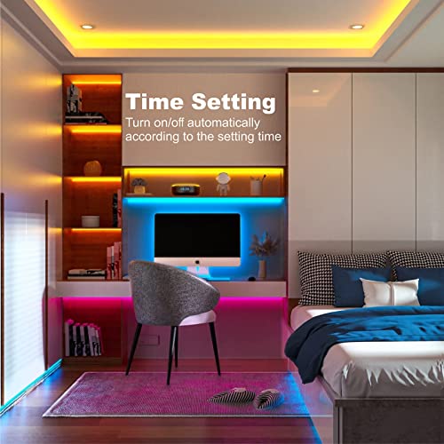 zyzykeji 32.8ft Led Lights for Bedroom, 5050 RGB Strip Music Sync ...